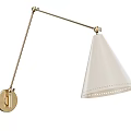 Modern Brass Wall Lamp With Perforated Conical White Shade And Adjustable Arm