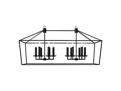 Modern Geometric Frame Chandelier With Candle Style Multiple Lights For Home Interior 3d model