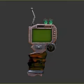 Retro Portable Computer Featuring Green Screen Antenna and Metal Body Design 3d model