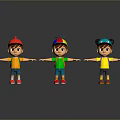 Cartoon Characters With Different Hats And Colorful Outfits Standing On Grey Background With Reflections