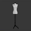 White Female Mannequin Torso with Black Tripod Stand on Gray Gradient Background 3d model