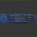 Blue Futuristic Spaceship Model On Dark Background With Detailed Mechanical Structure