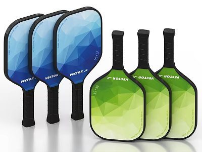 Vector X Sports Equipment Multiple Pickleball Paddles With Blue Green Geometric Design 3d model
