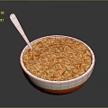Bowl of Instant Noodles With Orange Soup White Bowl Orange Rim And Silver Spoon
