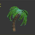 Realistic Palm Tree With Lush Green Leaves And Brown Trunk