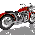 Classic Red Motorcycle With Black Seat Silver Engine And Round Headlights
