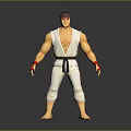 Action Figure Wearing White Karate Uniform With Red Headband Red Wristbands And Black Belt
