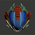 Dragon Inspired Helmet For Game Movie Character With Blue Green Red Ornate Shiny Design