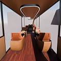Modern Streamlined Black Train Interior With Large Windows And Comfortable Seats 3d model