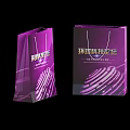 Purple Shopping Bags With Global Technology Forum Text And Striped Pattern Design