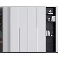 Modern Bookcase Design With White Cabinet Doors Black Shelves Books And Decorative Items