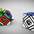 Colorful and Black White Blue Puzzle Cubes With Different Shapes And Transparent Windows