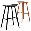 Modern Black And Wooden Bar Stools With Sleek Design And Thin Legs