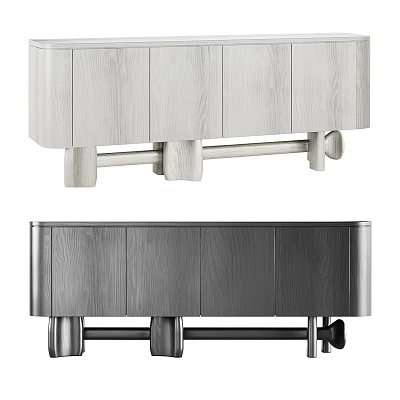 Modern Console And Side Cabinets With Wooden Panels Metal Legs For Entryway Storage 3d model