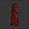 Red Robe Back View With Long Sleeves Waist Tie And Pink Cuffs