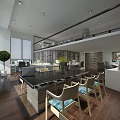 Modern Public Office Space With Open Loft Design Wooden Flooring Stone Wall And Green Plants