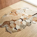 Soft Plush Irregular Shaped Rug With Natural Tones On Wooden Floor For Modern Decor