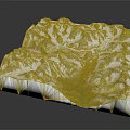 Detailed 3D Terrain Model With Snowy Mountains And Flowing River Landscape