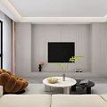 Modern Light Luxury Bright Living Room Interior With Cozy Sofa Coffee Tables And Large Windows