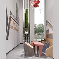 Modern Interior Space With Green Plants Geometric Furniture And Art Decor