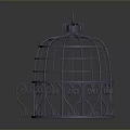 Ornamental Metal Birdcage With Intricate Scroll Design For Home Decor