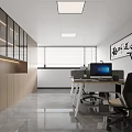 Modern Conference Room With Long Table Black Chairs Glass Partitions Wooden Elements And Smooth Floor