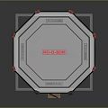 Octagon MMA Fighting Cage With Black Red Fence And White Training Mat