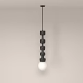 Modern Minimalist Black Chandelier With Spherical White Bulb Hanging From Ceiling 3d model