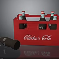 Red Clarke's Cola Crate Display With Glass Bottles And Spilled Bottle