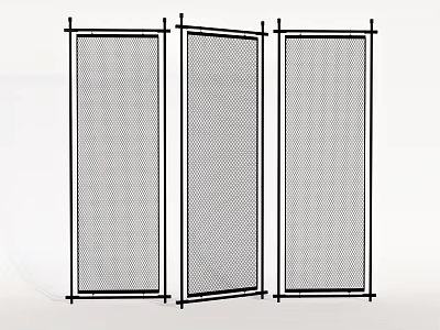 Modern Three Panel Room Divider With Mesh Design And Folding Structure 3d model