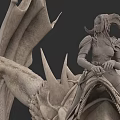 Game Movie Character Female Warrior Riding Dragon With Spiked Wings And Armor