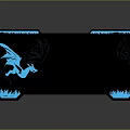 Black Gaming Desk With Blue LED Light Dragon Design Flame Edges And Metal Legs