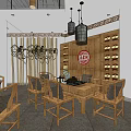 Chinese Style Specialty Store With Wooden Shelves Chandeliers Tables Chairs And Green Plants