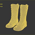 Gray Tall Lace Up Boots With Felt Upper And Dark Rubber Sole