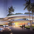 ZHONGHAOAN CUIPING Building Modern Architectural Design With Curved Roof Trees And Parking Area