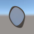 Oval Wooden Frame Mirror Reflecting Modern Interior With Curtains Cabinets and Pendant Lights