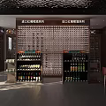 Liquor Store Interior With Imported Beer And Wine Display Shelves And Various Bottles