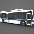 Modern City Bus With White Body Blue Stripe Design And Multiple Doors For Urban Transport