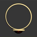 Elegant Gold Ring With Red Gemstone And Intricate Golden Decorative Edge