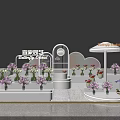 Flower Shop Interior With White Decorative Stands And Assorted Floral Displays