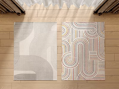 Square Rugs With Modern Geometric Patterns Gray White And Colorful Designs For Floor Decor 3d model