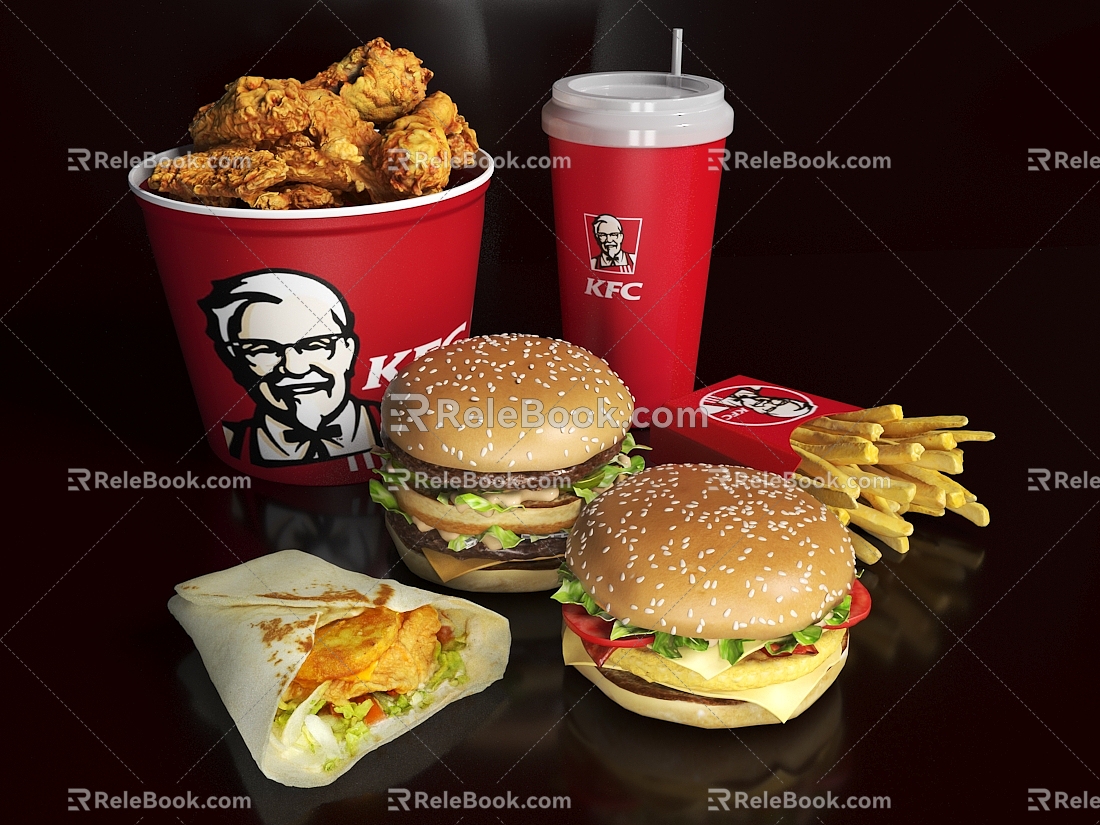 Modern Food KFC Burger Coke Package 3d model