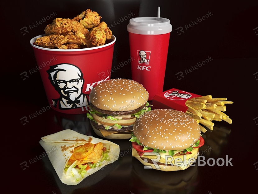 Modern Food KFC Burger Coke Package model