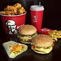 Modern Food KFC Burger Coke Package 3d model