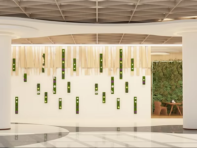 Modern Supermarket Department Store Interior With Product Displays Green Plants And Open Layout 3d model