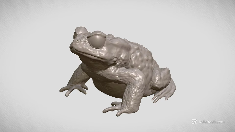 Gray Frog Sculpture 3D Model With Textured Surface And Lifelike Pose 3d model 