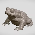 Gray Frog Sculpture 3D Model With Textured Surface And Lifelike Pose