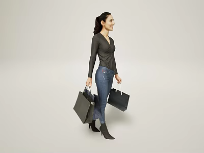 Character man woman shopper 4K map fine model pbr has map 3d model