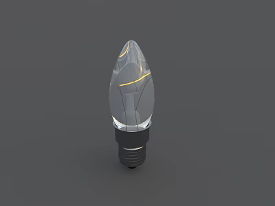 Transparent LED Light Bulb With Yellow Accent Lines And Black Base 3d model