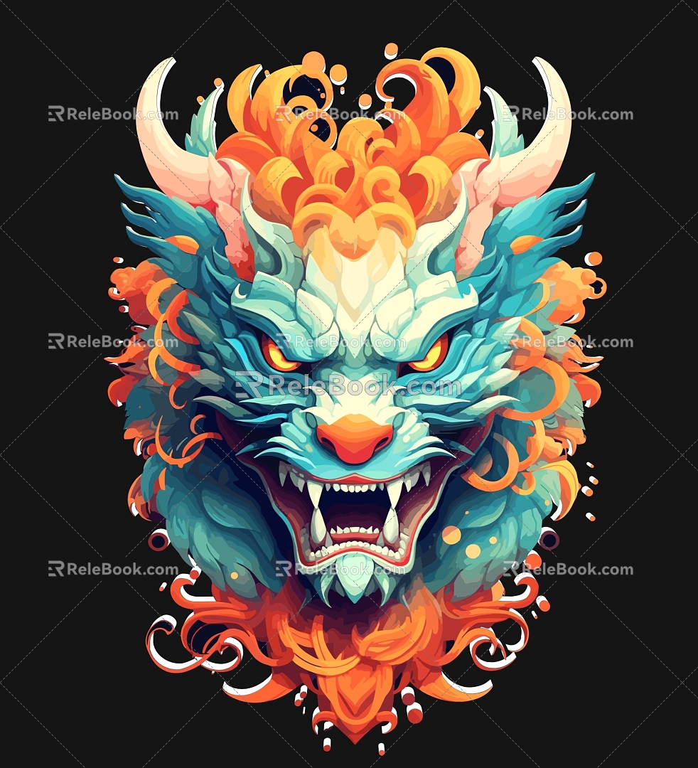 Dragon Year Material Chinese Dragon Golden Dragon Insert Dragon Paper-cutting Dragon Ruilong Xiang Dragon Kirin IP Dragon Bao Bao Bao Long God of Wealth 38 3d model